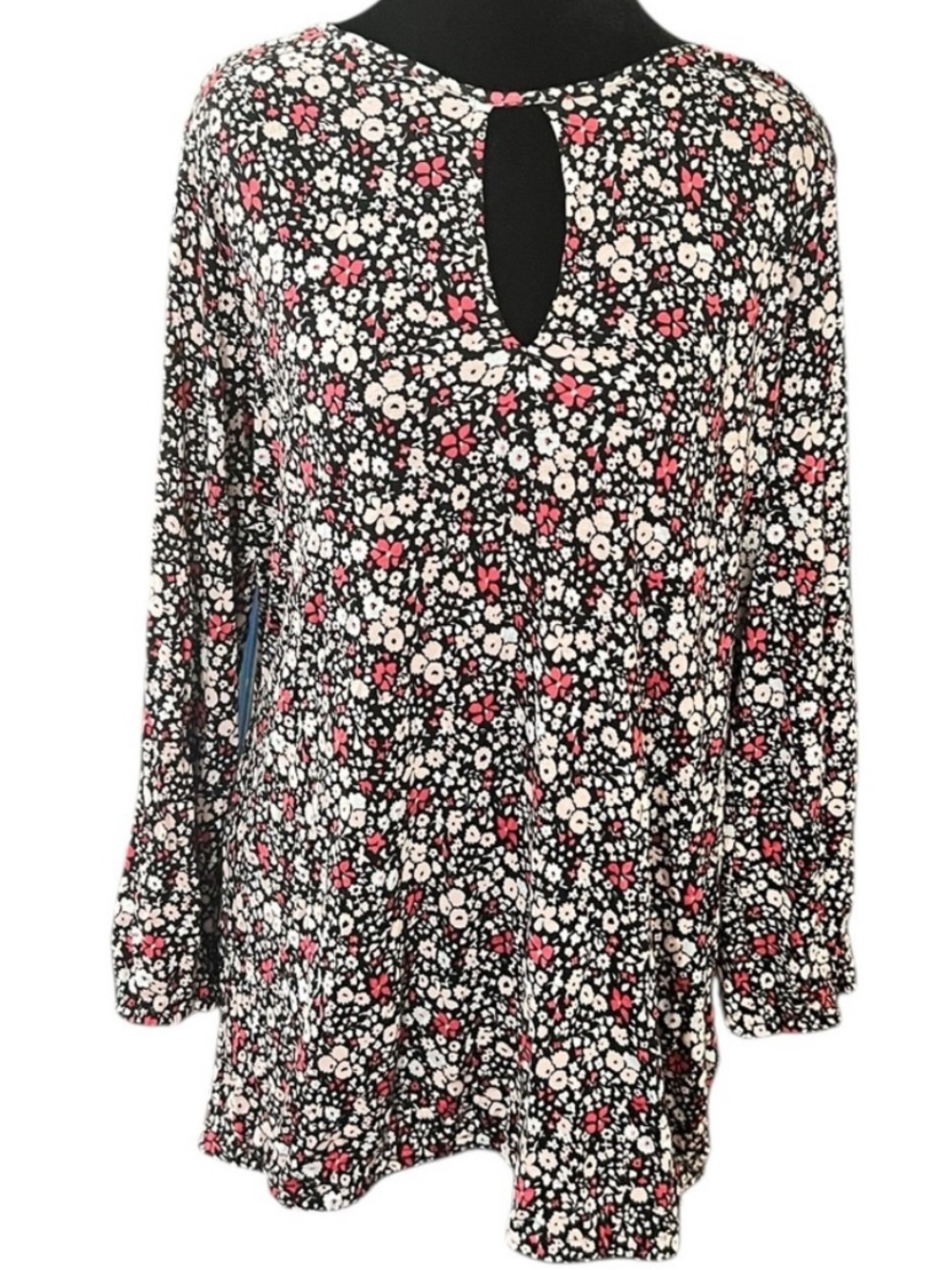 Michael Kors Black and Red Floral Blouse L